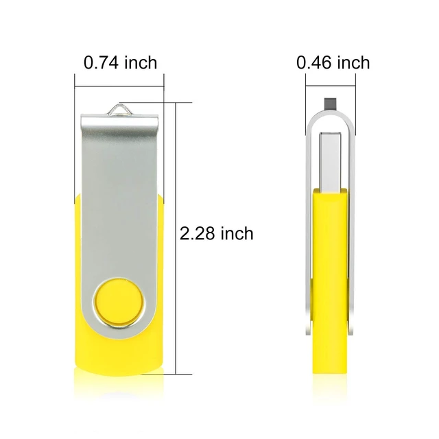 Alt view image 2 of 5 - Alihelan 10pcs 16GB USB Flash Drives USB 2.0 Thumb Drive Bulk Swivel Memory Stick 16 GB Fold Storage Jump Drive Zip Drive, 10 Pack Yellow