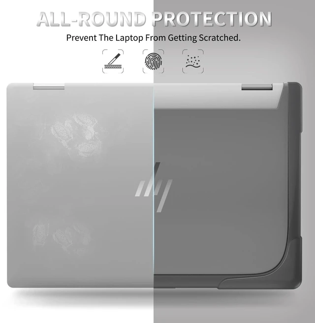 Alt view image 3 of 5 - Protective Case for 14" HP Envy X360 2-in-1 2K Touch-Screen Laptop 2024 Release, TPU Shockproof Durable Cover Scratch-Resistant Case (Gray)