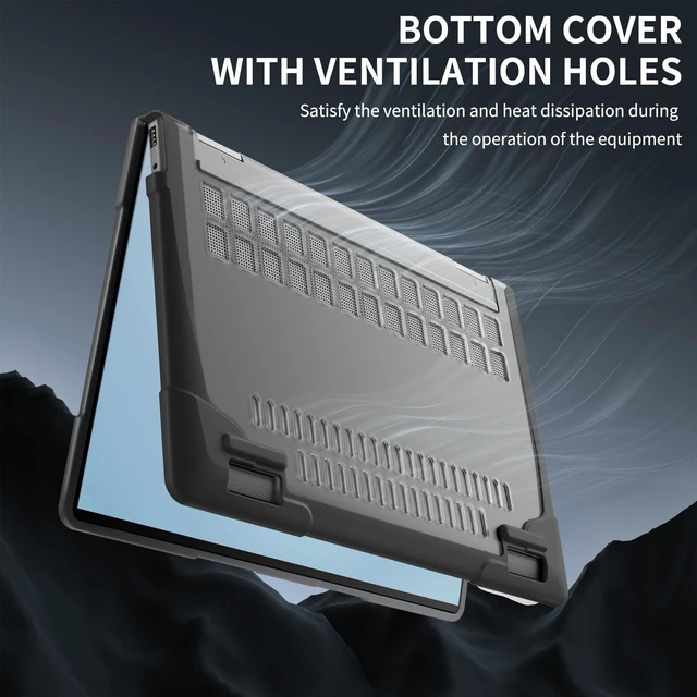 Alt view image 5 of 5 - Protective Case for 14" HP Envy X360 2-in-1 2K Touch-Screen Laptop 2024 Release, TPU Shockproof Durable Cover Scratch-Resistant Case (Gray)