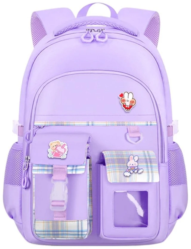 Main image of MININAI Cute Backpack for Teen Girls Kids Kawaii Bookbag Elementary Middle School Student Back Packs Aesthetic Travel Daypack Ages 6-8 8-10 10-12 (Purple,L)