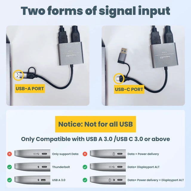Alt view image 5 of 5 - WinRaybot USB to HDMI Adapter for 2 Monitors-USB3.0 to Dual hdmi for 3 Monitors-USB to HDMI with Two HD Displau Supports Mac & Windows/Dual HDMI Extender -External Video & Graphics Card Adapter