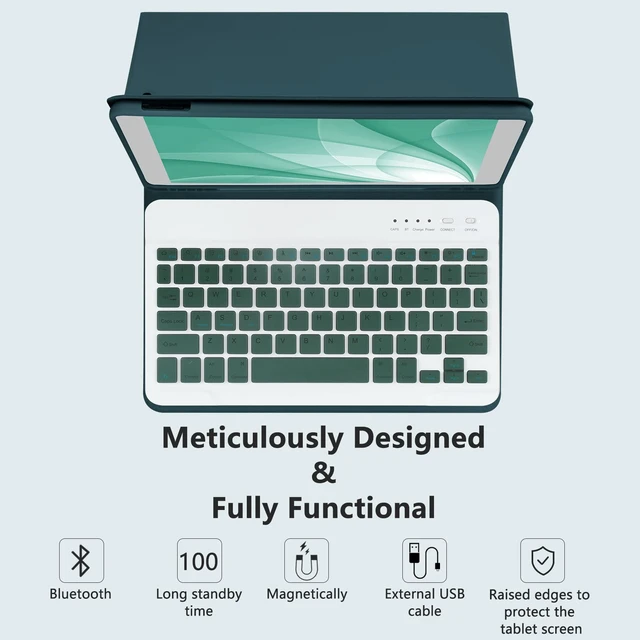 Alt view image 4 of 5 - MMK for iPad 9th Generation Case with Keyboard 10.2 inch, Deep Green