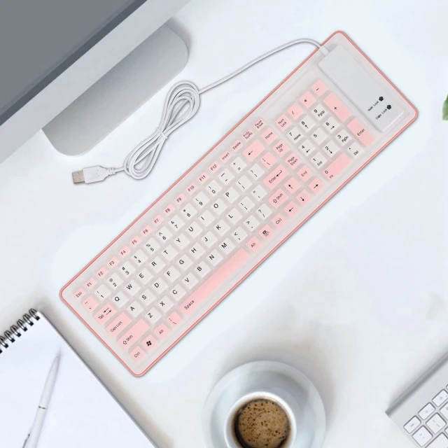 Alt view image 3 of 5 - 103-Key Foldable Silicone Keyboard, Wired USB, Silent, Soft Touch, Roll-up for PC & Laptops