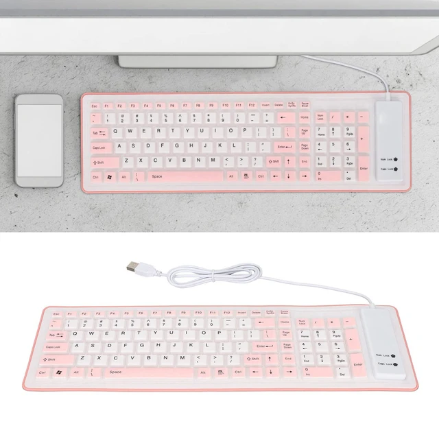 Alt view image 4 of 5 - 103-Key Foldable Silicone Keyboard, Wired USB, Silent, Soft Touch, Roll-up for PC & Laptops
