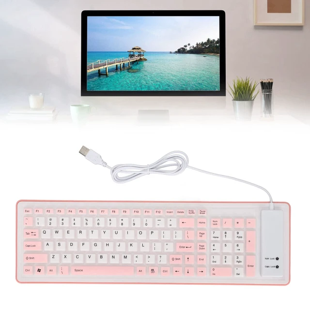 Alt view image 5 of 5 - 103-Key Foldable Silicone Keyboard, Wired USB, Silent, Soft Touch, Roll-up for PC & Laptops