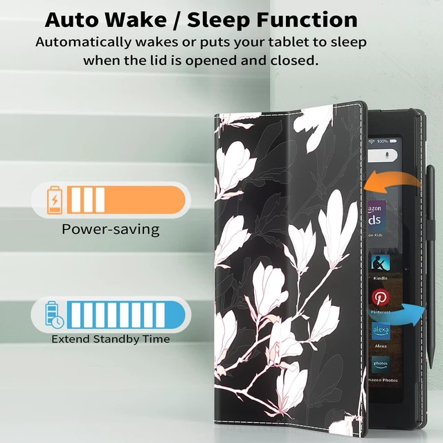 Alt view image 3 of 5 - ANNAPRO Case for Kindle Fire HD 10 Tablet (13th/11th Generation, 2023/2021 Release) & Fire HD 10 Plus Tablet - Slim Folding Stand Folio Cover with Auto Wake/Sleep and Hand Strap, Orchid