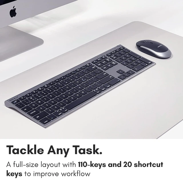Alt view image 5 of 5 - Macally Premium Bluetooth Keyboard and Mouse for Mac ^^ Compatible Wireless Apple Keyboard and Mouse Combo (110 Keys Multi-Device Rechargeable) for MacBook Pro/Air and iMac - Space Gray