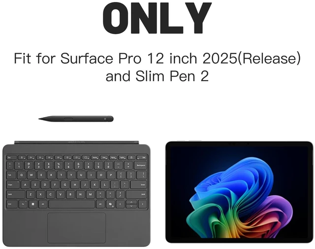 Alt view image 2 of 5 - Akkerds Compatible with Microsoft Surface Pro 12 Case 2025, Multiple Viewing Angle Case with Slim Pen 2 Holder, Business Portfolio Leather Type Cover, Grey