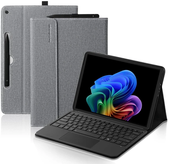 Main image of Akkerds Compatible with Microsoft Surface Pro 12 Case 2025, Multiple Viewing Angle Case with Slim Pen 2 Holder, Business Portfolio Leather Type Cover, Grey