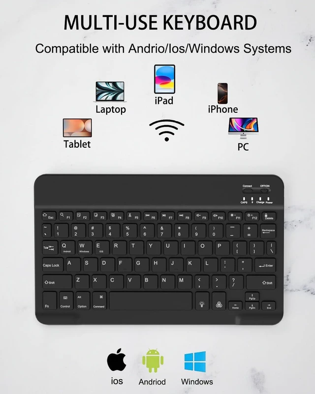 Alt view image 4 of 5 - baaaq Universal Tablet Case with Keyboard for 9",9.7",10.1",10.2",10.4",10.5",10.9",11" Tablets, with Removable 7 Color Backlit Bluetooth Keyboard for iPad, Samsung, Pixel, Other Tablet
