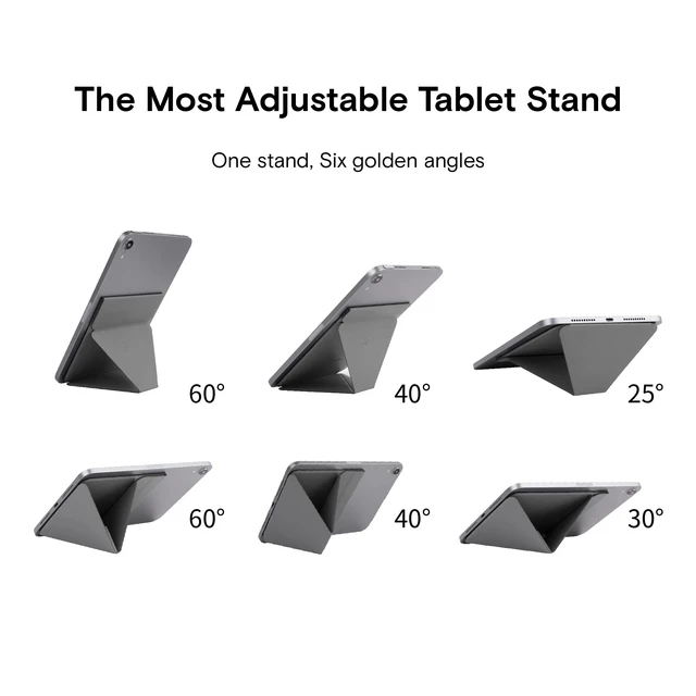 Alt view image 2 of 5 - MOFT Invisible Slim Tablet Stand, Adjustable and Foldable Design, Compatible with Tablets Up to 7.9-9.7 Inches, Adhesive Version, Grey