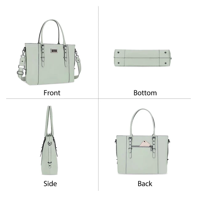 Alt view image 5 of 5 - MOSISO Laptop Bag for Women, 17.3 inch PU Leather Shoulder Laptop Tote Bag