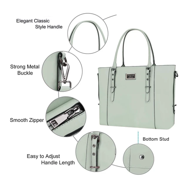 Alt view image 4 of 5 - MOSISO Laptop Bag for Women, 17.3 inch PU Leather Shoulder Laptop Tote Bag