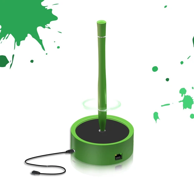 Main image of StarRoute Elenzk Green Magnetic Floating Ballpoint Pen with Dock Base