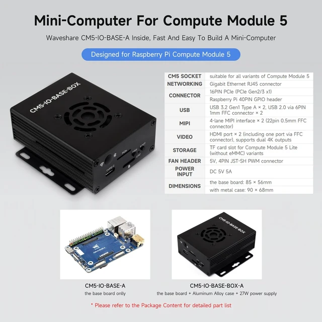 Alt view image 3 of 5 - Waveshare CM5 Mini Base Board (A) Designed, Compatible with Raspberry Pi Compute Module 5