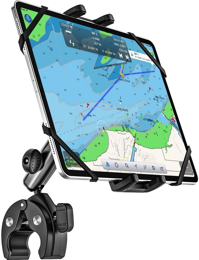 Main image of Dosvsi Boat Helm Tablet Mount, Marine Rail Tablet Holder with Aluminum Arm