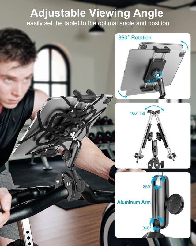 Alt view image 5 of 5 - Dosvsi Boat Helm Tablet Mount, Marine Rail Tablet Holder with Aluminum Arm