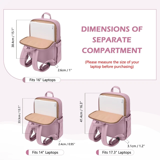 Alt view image 5 of 5 - GOLF QUALITY Slim Laptop Backpack for Women, Lightweight Business Backpack for Women Computer Bag Purse for Commuting, Fit 16 Inch, Pink Purple