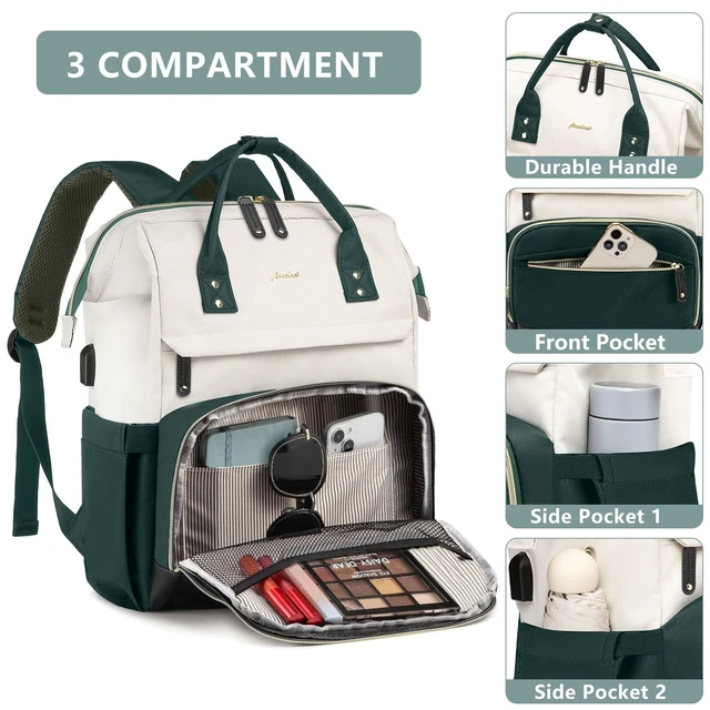 Alt view image 3 of 5 - Laptop Backpack for Women Work Bag: 17.3'' Travel Daypack with Computer Bag