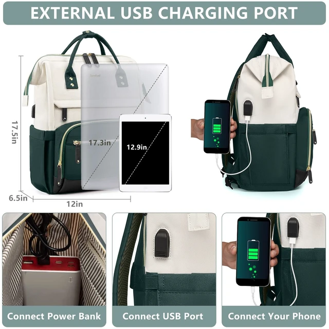 Alt view image 5 of 5 - Laptop Backpack for Women Work Bag: 17.3'' Travel Daypack with Computer Bag