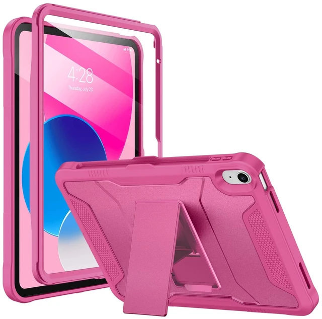 Main image of Soke Case for iPad (A16) 11th Generation 11-inch 2025, iPad 10th Generation 10.9-inch 2022, with Built-in Screen Protector and Kickstand, Rugged Full Body Protective Cover - Hot Pink