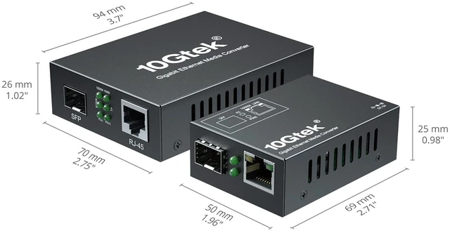 Alt view image 2 of 5 - ipolex Gigabit Single Mode LC Fiber to Ethernet Media Converter ^^ Includes A SFP LX Module, SMF, up to 20-km ^^ 10/100/1000M RJ45 to 1000Base-LX SFP ^^ Mini Size 2.71''*1.96''*0.98'' ^^ Plug and Play