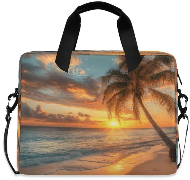 Main image of Quteprint Ocean Sea Beach Palm Tree 15.6 Inch Laptop Bag Briefcase for Business, Water-Resistant Computer Bag Fits 14-16 Inch Notebook for Men Women, Office Travel Work Backpack
