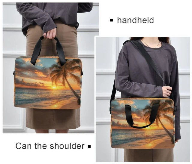 Alt view image 2 of 5 - Quteprint Ocean Sea Beach Palm Tree 15.6 Inch Laptop Bag Briefcase for Business, Water-Resistant Computer Bag Fits 14-16 Inch Notebook for Men Women, Office Travel Work Backpack