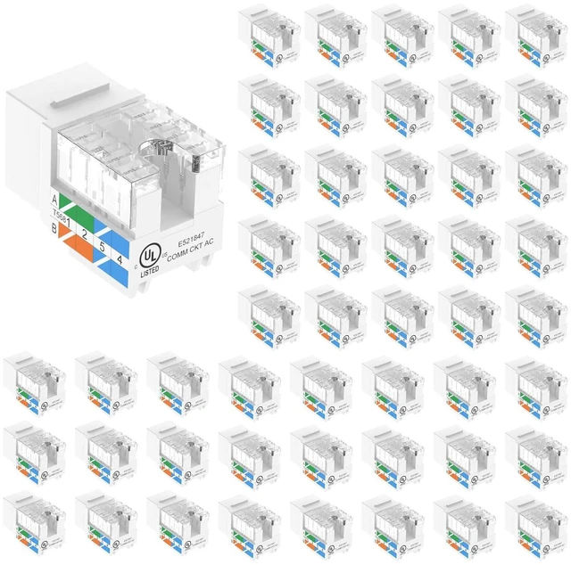 Main image of VCE UL Listed Cat6 RJ45 Keystone Jacks UL Listed 50-Pack, 10 Gbps