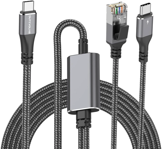Main image of USB C to Ethernet Cable & 100W Charging 10FT, USBC PD & Gigabit LAN 2 in 1