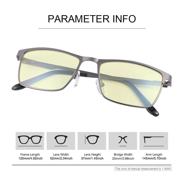 Alt view image 5 of 5 - YIMI Mens Blue Light Glasses Men Computer Gaming BlueLight Blocking Glasses Metal Anti Eyestrain Clear Lens Eye Protection