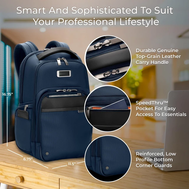 Alt view image 2 of 5 - Briggs & Riley @work Medium Backpack, Navy