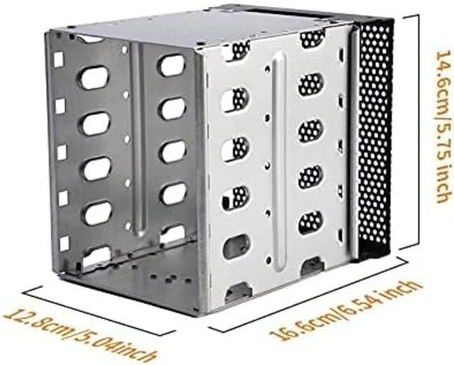 Alt view image 2 of 5 - Stainless Steel Hard Drive Cage, 5.25" to 5X3.5 Rack SAS for Computer, Hard Driver Tray with Fan Space, Hard Drive Cage Adapter Rack Bracket
