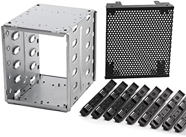Alt view image 3 of 5 - Stainless Steel Hard Drive Cage, 5.25" to 5X3.5 Rack SAS for Computer, Hard Driver Tray with Fan Space, Hard Drive Cage Adapter Rack Bracket