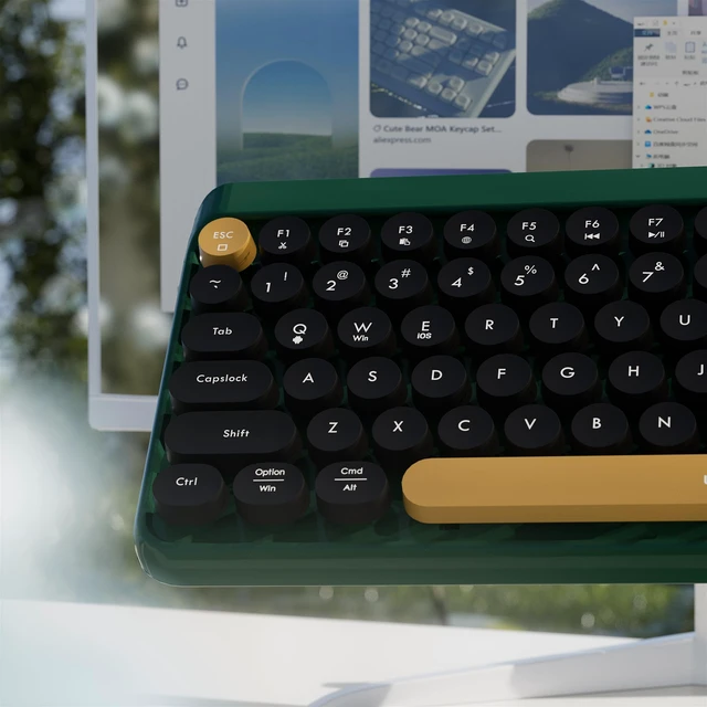 Alt view image 3 of 5 - FCPLU Wireless Bluetooth TKL Keyboard Dark Green