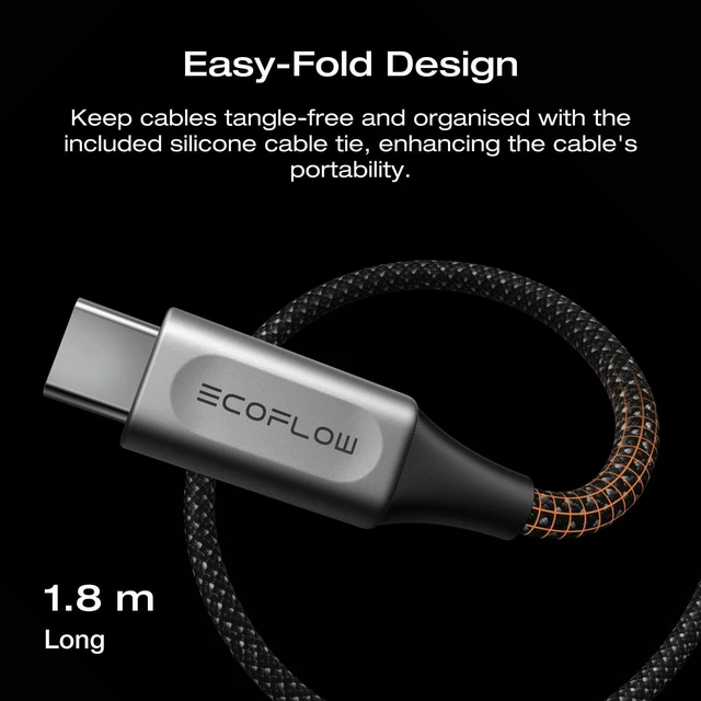 Alt view image 5 of 5 - EF ECOFLOW Rapid Pro USB-C to USB-C Cable (240W, Nylon), 240W Dual USB-C Charging, 6 ft.Type C Charger
