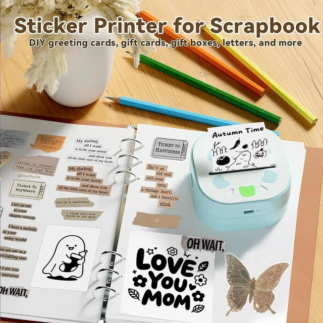 Alt view image 2 of 5 - Sticker Maker, PrintPods Mini Sticker Printer, Sticker Maker for Kids, Portable Thermal Bluetooth Small Photo Printer with 3 Rolls Paper, Impresora Portatil for Notes, Journal, DIY, Kids Gift