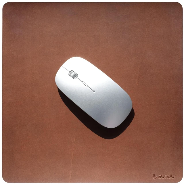 Main image of SUNUU Mouse Pad- Premium Full Grain Genuine Leather-Handmade with Cowhide Crazy Horse Leather- Square 9.8x9.8in -Vintage Brown