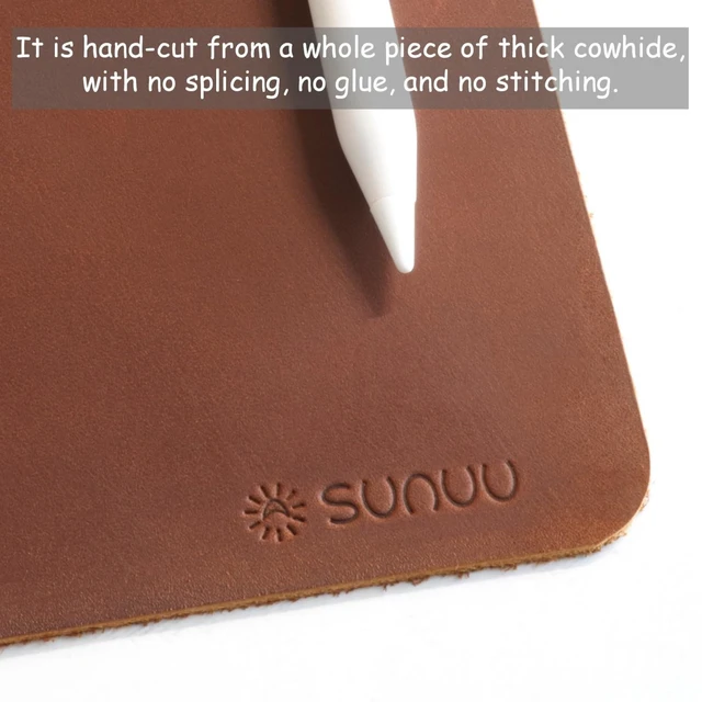 Alt view image 3 of 5 - SUNUU Mouse Pad- Premium Full Grain Genuine Leather-Handmade with Cowhide Crazy Horse Leather- Square 9.8x9.8in -Vintage Brown