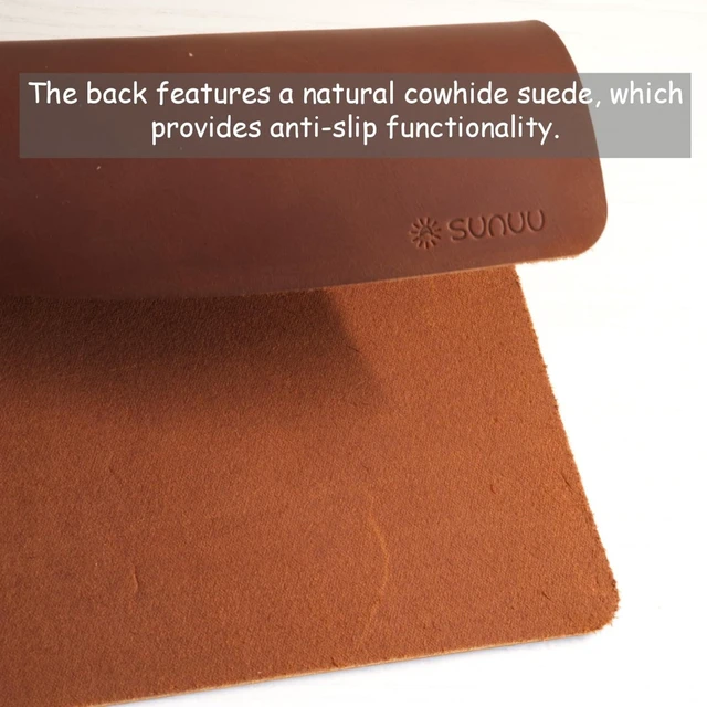 Alt view image 4 of 5 - SUNUU Mouse Pad- Premium Full Grain Genuine Leather-Handmade with Cowhide Crazy Horse Leather- Square 9.8x9.8in -Vintage Brown