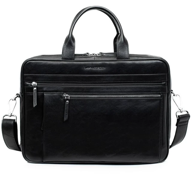 Alt view image 4 of 5 - Marc Peter Black Laptop Bag Los Angeles I Leather Shoulder bag for 15.6 inch Laptop I Briefcase for men and women