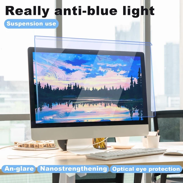 Alt view image 4 of 5 - Anti Blue Light Screen Filter, Universal Blue Light Blocking Screen Protector Panel for 23, 23.6, 23.8, 24 inches Diagonal Desktop Computer LED PC Monitor- Widescreen Monitor Frame Hanging Type
