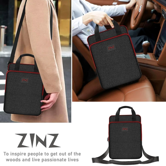 Alt view image 2 of 5 - ZINZ Laptop Shoulder Bag 12.3-13 inch Case Sleeve, Expandable Handbag with Valuables Compartment Compatible with MacBook Air/Pro/Neo 13", iPad 12.9"/13"/11", Shockproof,Black-Wine edge