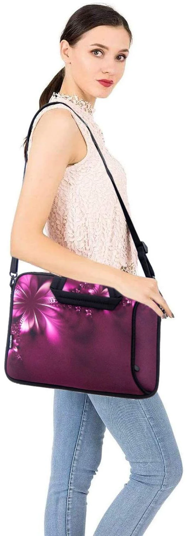 Alt view image 2 of 5 - RICHEN 17 inch Laptop Shoulder Bag Carrying Case Computer PC Cover Pouch with Handle Fits 15.6/16/17/17.3/17.4 inch Laptop Notebook (16-17.3 inch, Flowers)