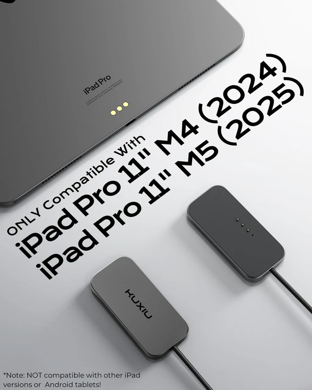 Alt view image 3 of 5 - KU XIU Magnetic Wireless Charger for iPad Pro 11" M4/M5 ONLY, 35W Fast Charging Smart Connector Charger, Aluminum Alloy Wireless Charging Pad with 6.56ft USB-C Cord Cable (Adapter Not In