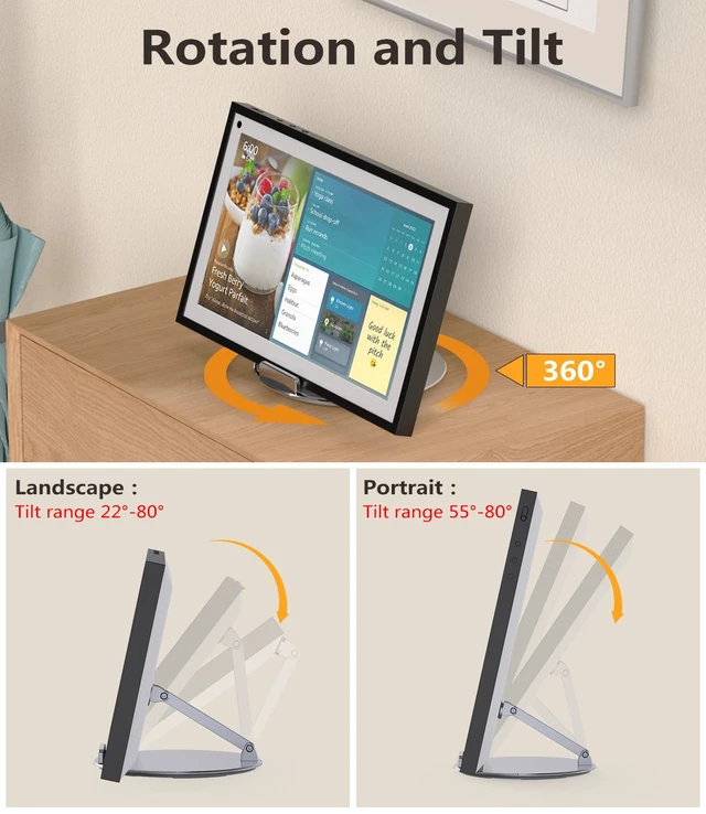 Alt view image 2 of 5 - Laivli Stand Compatible with Echo Show 15/21, 360 Rotating Base