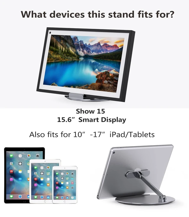 Alt view image 5 of 5 - Laivli Stand Compatible with Echo Show 15/21, 360 Rotating Base