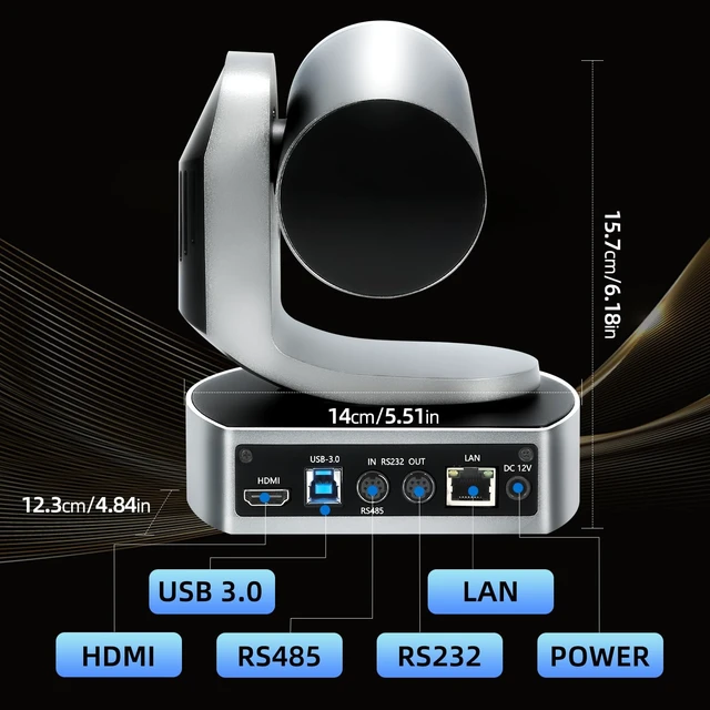 Alt view image 2 of 5 - Vunvooker 4K Conference Room Camera,PTZ Camera 20X Optical Zoom with IP/USB3.0/HDMI/RS232/RS485 for IP Live Streaming Video Conference and Church Education