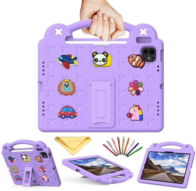 Main image of UUcovers for iPad Air 11 inch Kids Case M3/M2 (2025/2024) & iPad Pro 11 Inch M4 Case 2024 with Pencil Holder/Handle/Kickstand Cute DIY Soft Shockproof Stand Lightweight Tablet Cover, Light Purple Bear