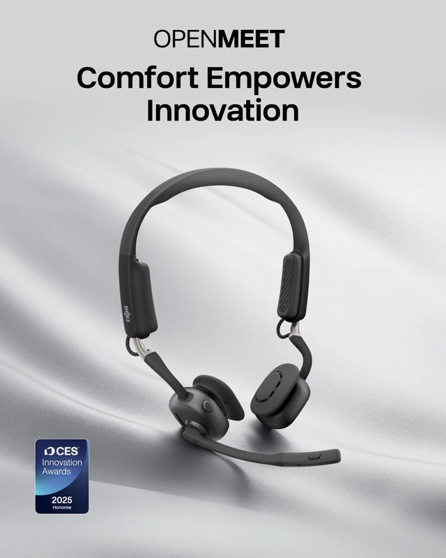 Alt view image 2 of 5 - SHOKZ OpenMeet Open-Ear Bluetooth Headset, Noise-Canceling Mic+Mute Button